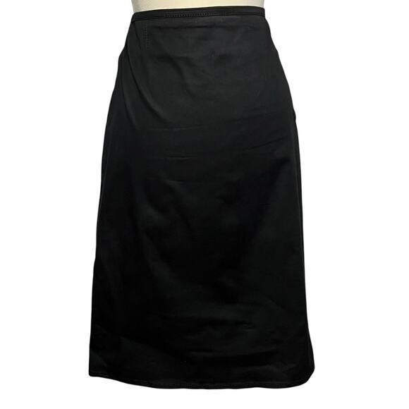 Fendi Vintage Midi Skirt 10 Black Cotton Blend Back Slit Stretch Quiet Luxury - Picture 1 of 14